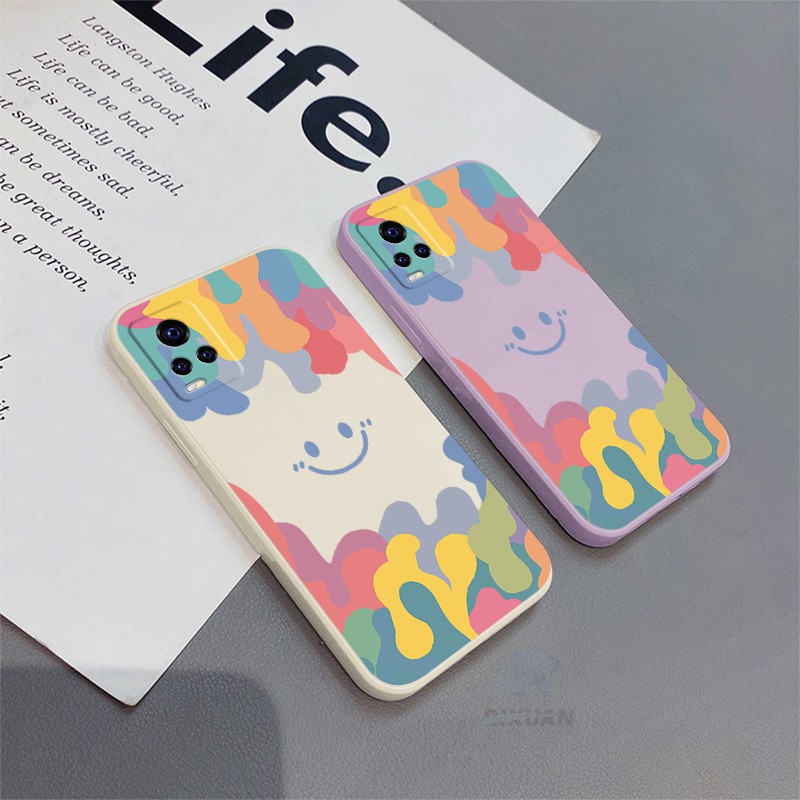 Smiley Casing Hp Vivo Soft Case Vivo Y16 Y35 Y22 Y01 Y21T Y21 Y21s Y33s Y15s V25 V23e Y51A Y53S Y12A V21e Y20 Y12i Y12s Y20s Y30i Y31 2021 Y51 Y11 2019 Y15 Y17 Y19 Y53 Y85 Y50 Y91 Y93 Y91c Y1S V9 V19 S1 Pro Square Silicone Ice Cream Color Soft TPU Case BY