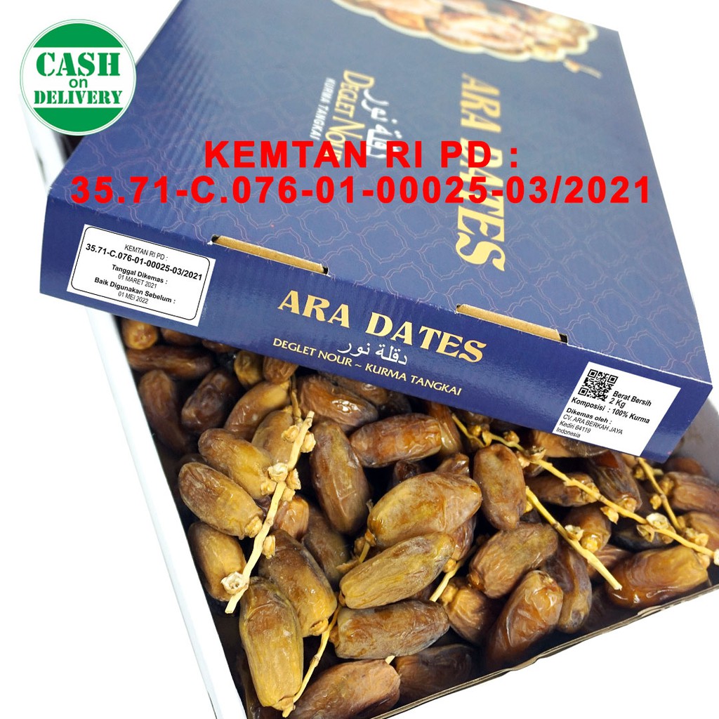 Kurma Tunisia Tangkai 2 kg ARA DATES KEMTAN PREMIUM Kurma Arab Lembut dan Segar