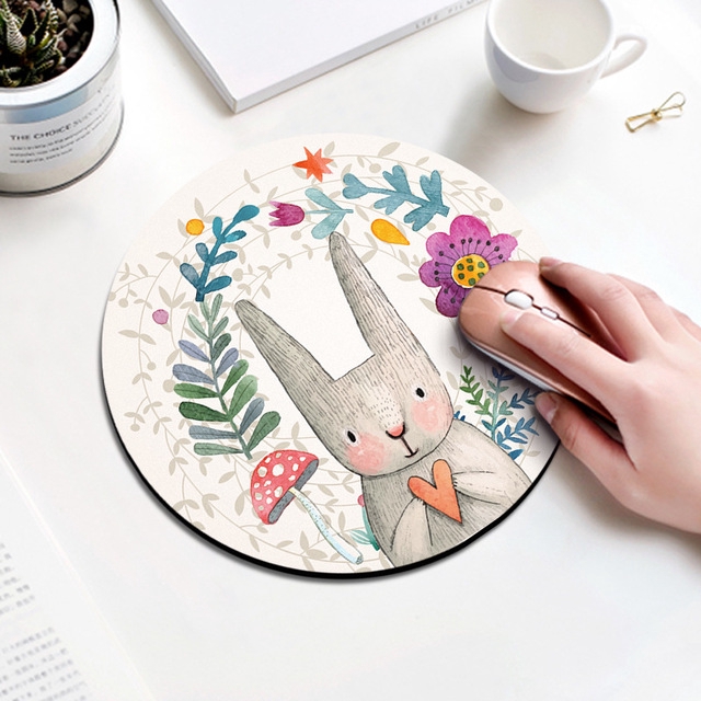 Cartoon Animal figure Mouse Pad Round Rubber Anti-slip Office Mice Pad 20X20 cm