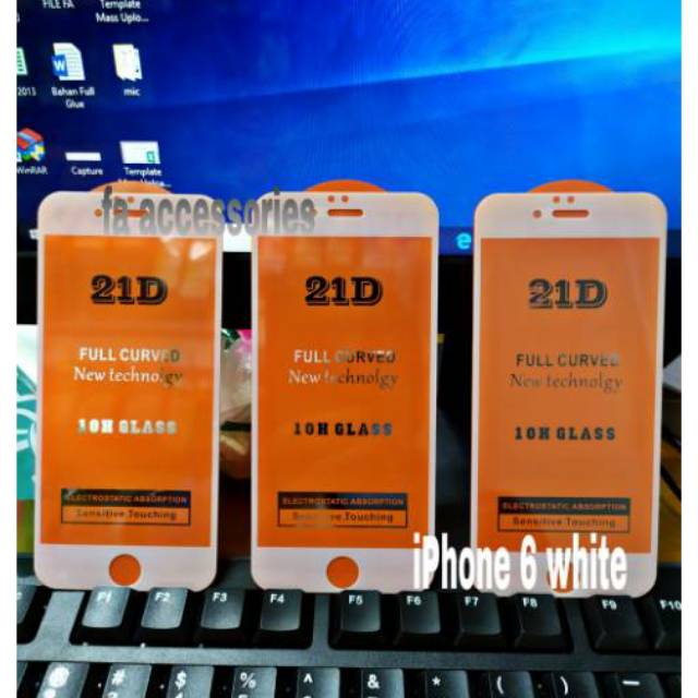 Tempered glass 5d full lem iphone 6 6g 6s g s putih screen guard protector