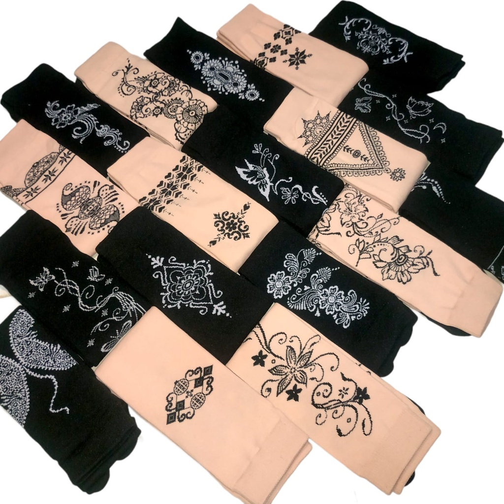 Kaos Kaki Wanita Muslimah Jempol Panjang Motif Henna Bahan Nylon