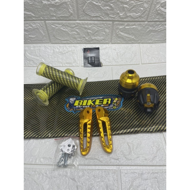 (free tutup pentil wrn random)Kulit Jok Karbon Biker+Jalu As Jumbo+Handgrip Karbon+Step Scoopy Lokal