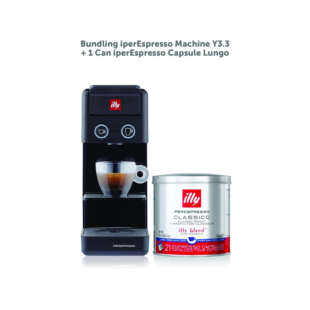 Set Capsule Coffee Machine illy Y3.3 iperEspresso + 1 cans Illy Coffee Capsule