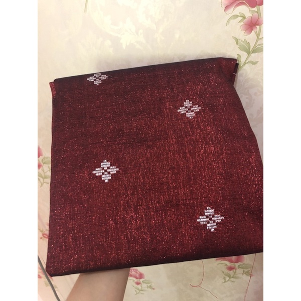 bahan baju tenun meteran bunga tabur saja