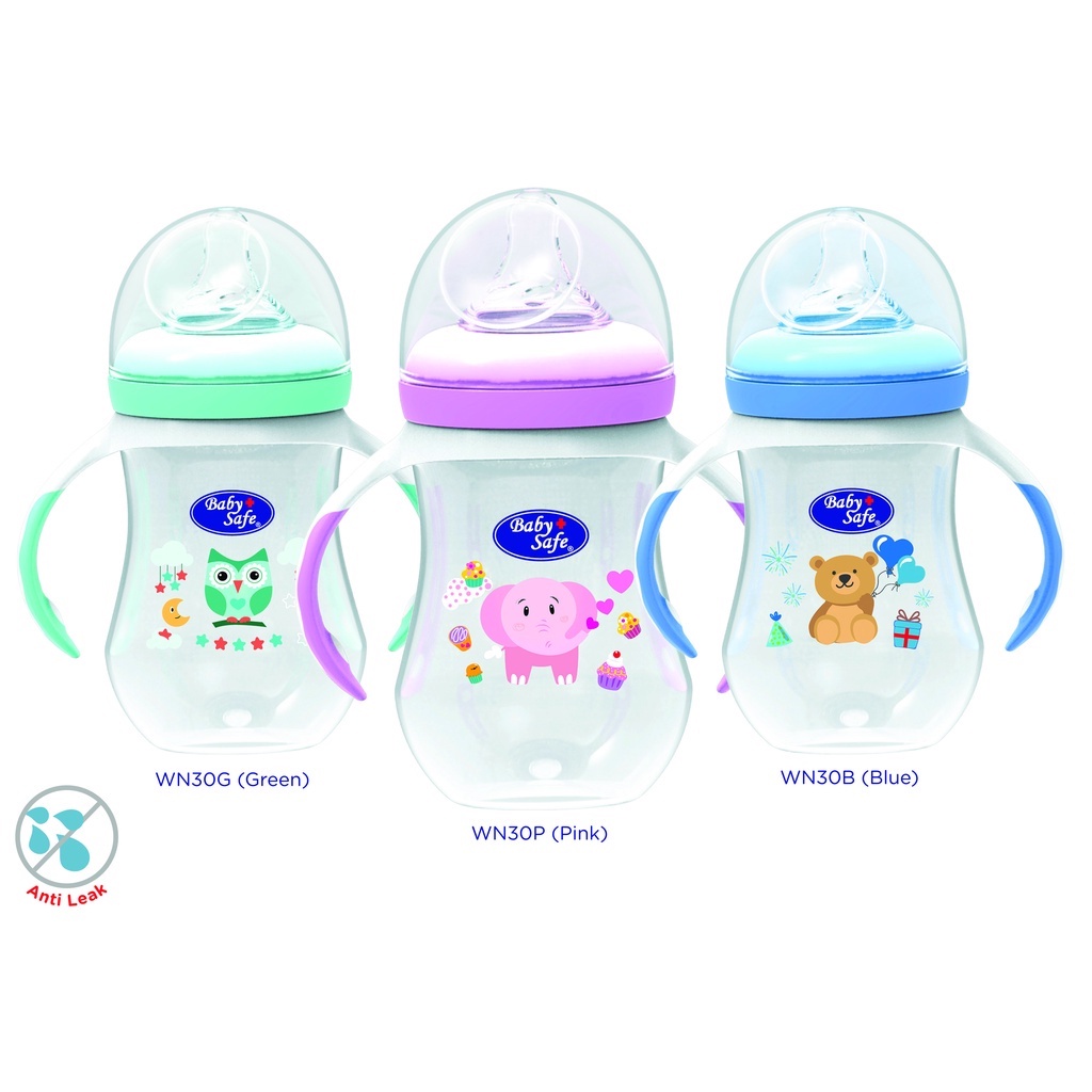 Baby Safe WN30 3 Stage Feeding Bottle / Botol Susu Bayi 3 Tahapan / Perlatan Makan Bayi (Tersedia varian warna) - 250ml