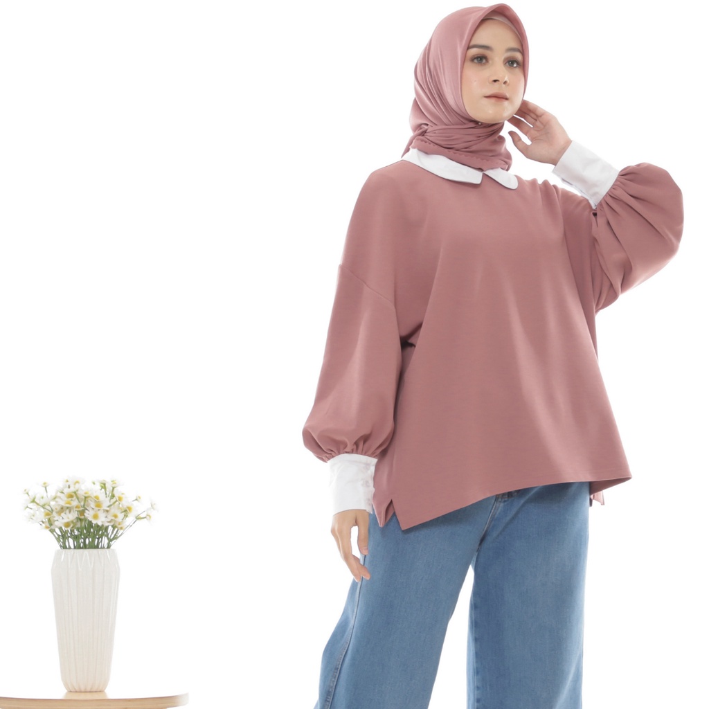 Nura Blouse Atasan Wanita Oversize Knit Premium