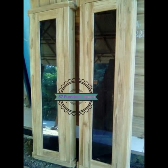 Pintu jendela kaca + kusen kayu jati Jepara