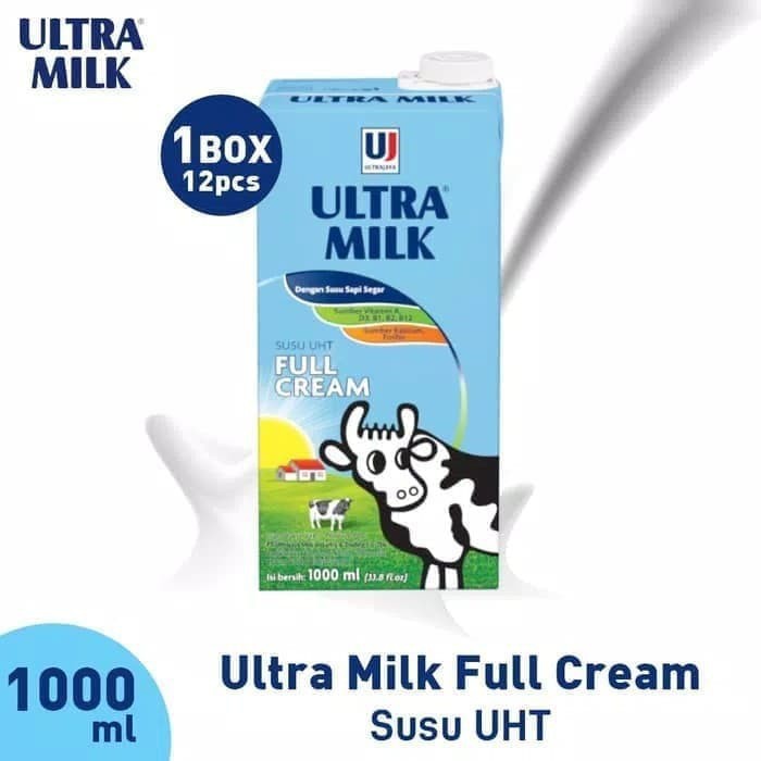 

1000ml / 1 Liter Fullcream / Cokelat UHT Ultra Milk Perkarton Isi 12