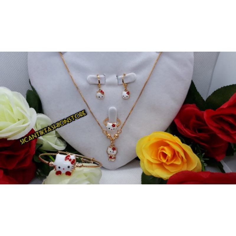 PROMO kalung Titanium Perhiasan set anak-anak terbaru Terlaris anti Karat lapis emas tidak luntur