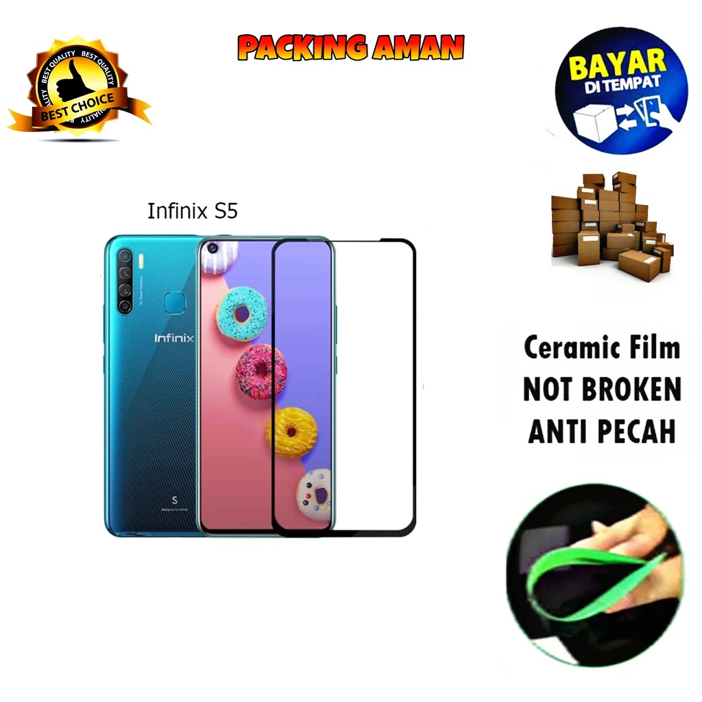 Tempered Glass Infinix S5 FULL COVER FULL SCREEN Ceramic Film Anti Gores