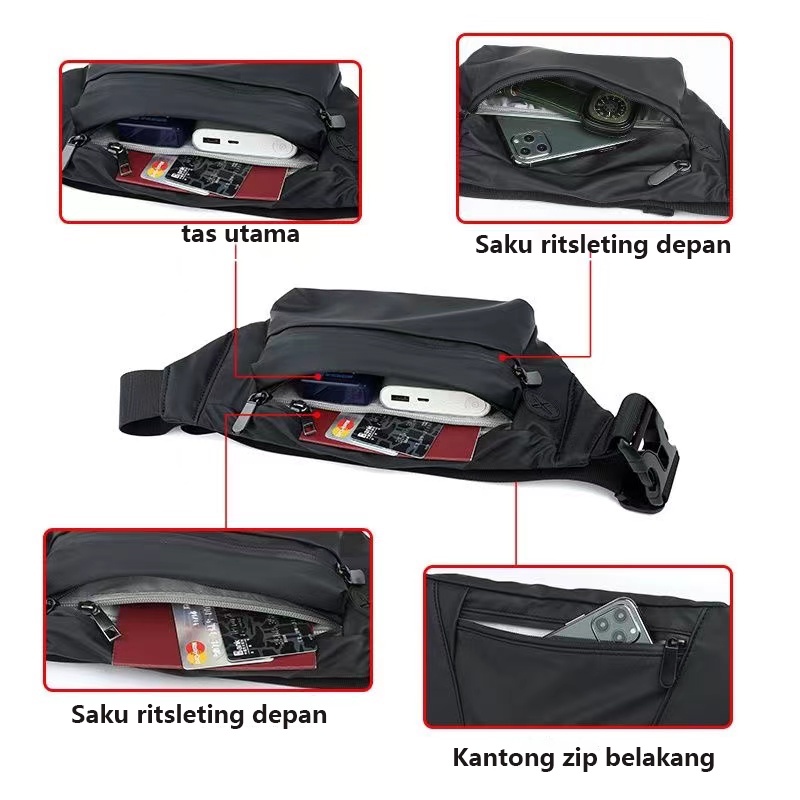 Tas Dada Pria Tas Pinggang Leisure Outdoor Olahraga Tren Naik Sepeda Motor Tas Messenger Tas Kecil Fashion Versi Korea Tahan Air Wanita