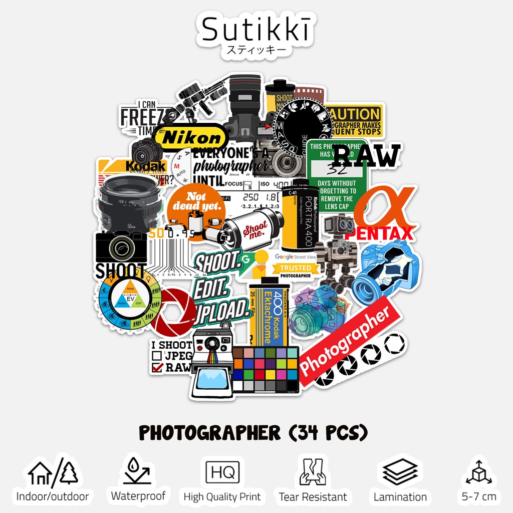 Sutikki | Sticker Pack Photographer Fotografer Kamera Camera Foto Stiker Laptop Vinyl Aesthetic