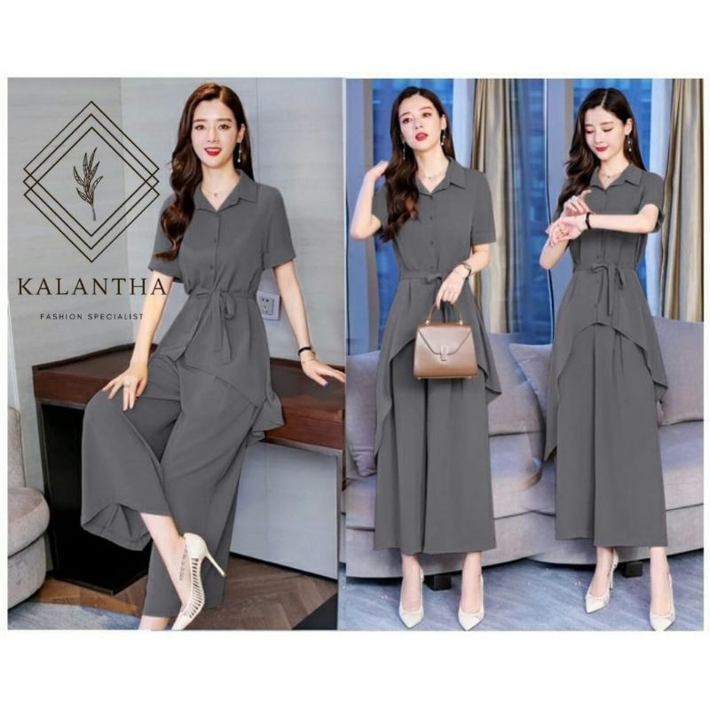 Set 2in1 kulot evi - setelan celana panjang import gaya korea kekinian - baju wanita kerja kantor