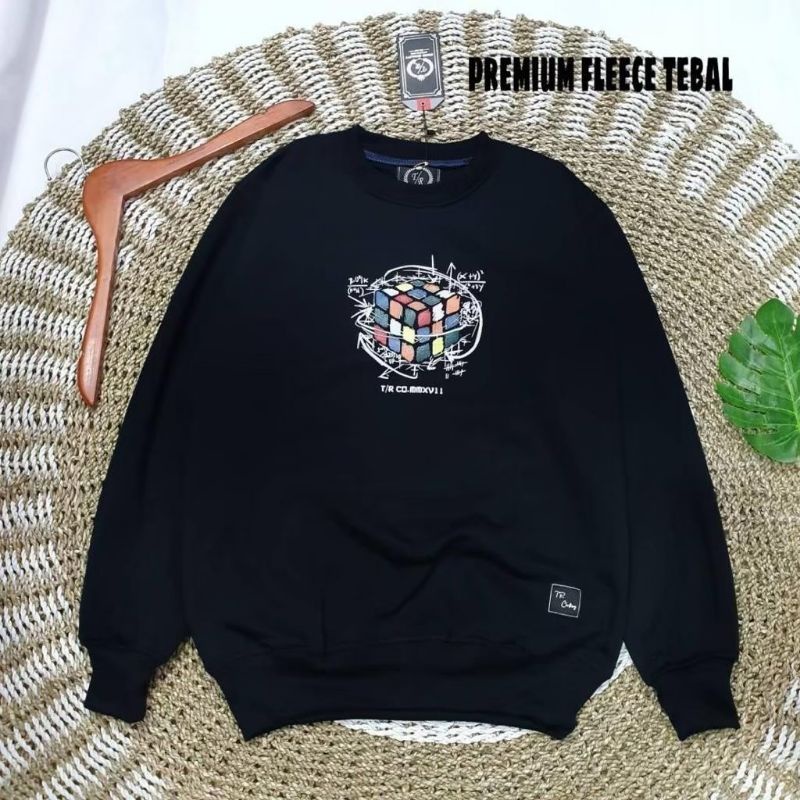 Sweater polos motif murah cowok cewek HITAM switter oblong basic unisex keren komunitas couple