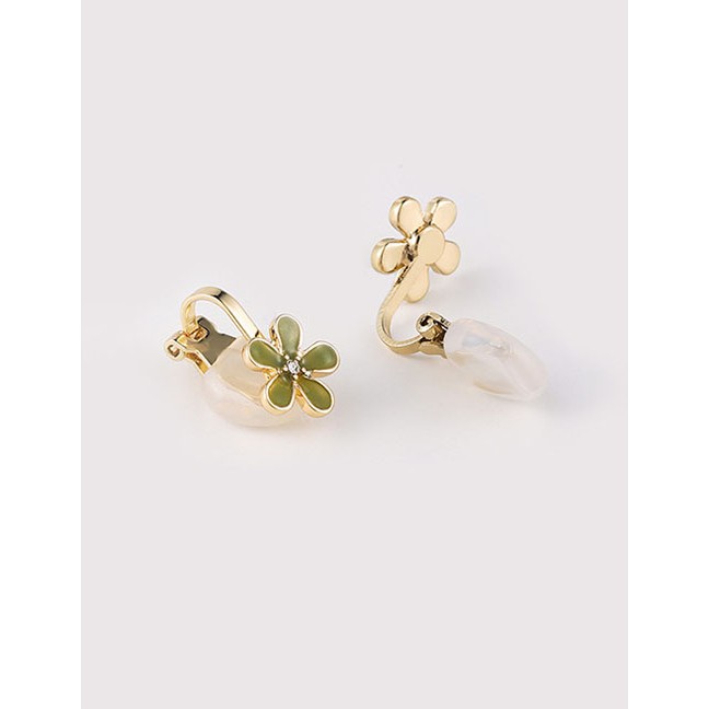 LRC Anting Jepit Fashion Yellow (flower Section) Glazed Cat Flower Fun No K3320X