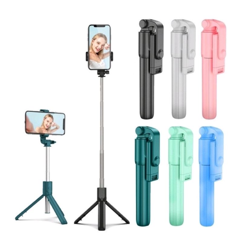 Tongsis Bluetooth Tripods 4in1 Selfie Stick Remove Camera Makaron Full Color (PsS)