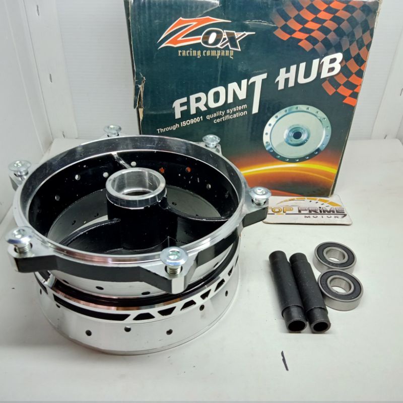 TROMOL DEPAN NINJA HITAM CHROME ZOX PLUS BEARING BAUT CAKRAM