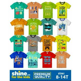  Kaos  shine premium size 8 10 12 14 kaos  anak  laki branded  