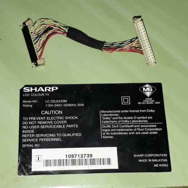 Kabel LVDS Original Sharp 22LE420ML 22LE420M 22LE420