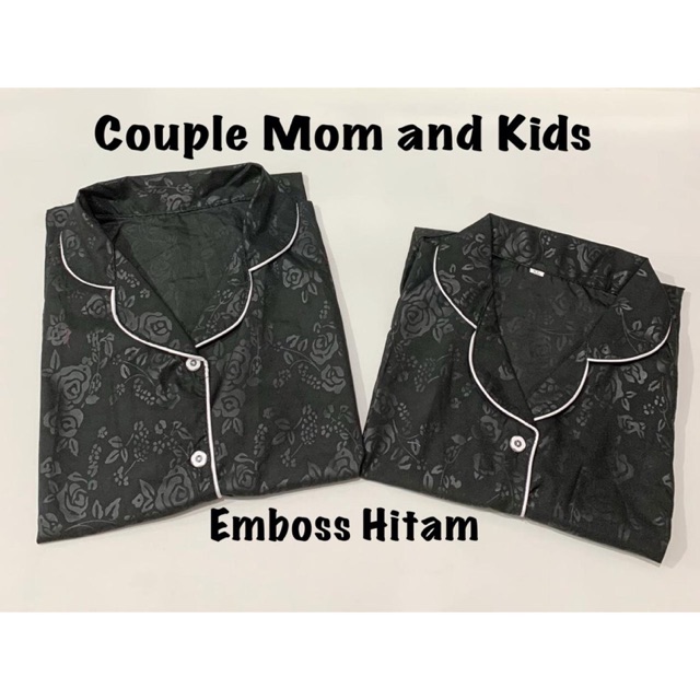 Piyama EMBOSS HITAM bisa pasangan ibu anak family