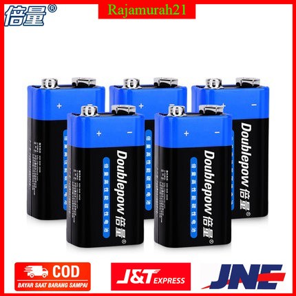 Baterai/DOUBLEPOW Batu Baterai 9V 6F22 Non-Rechargeable 1 PCS - Black/Blue