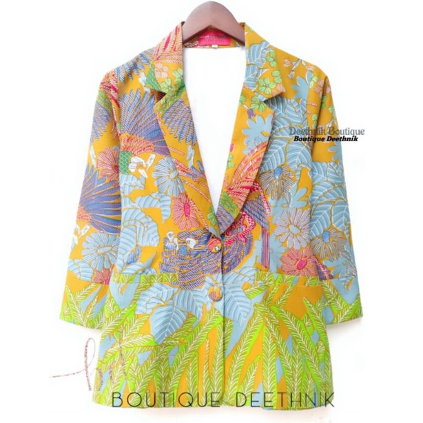 BOUTIQUE DEETHNIK - Blazer batik warna hijau full trikot boutique deethnik