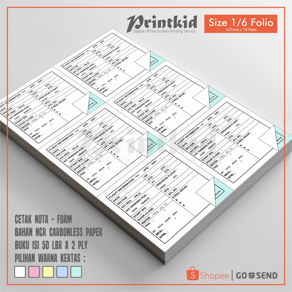 

Cetak Nota/Bon Ukuran 1/6 Folio - 2 PLY