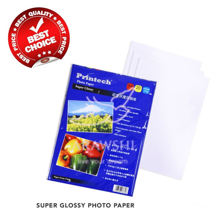 

kertas foto glossy printech 20 pcs 210gr