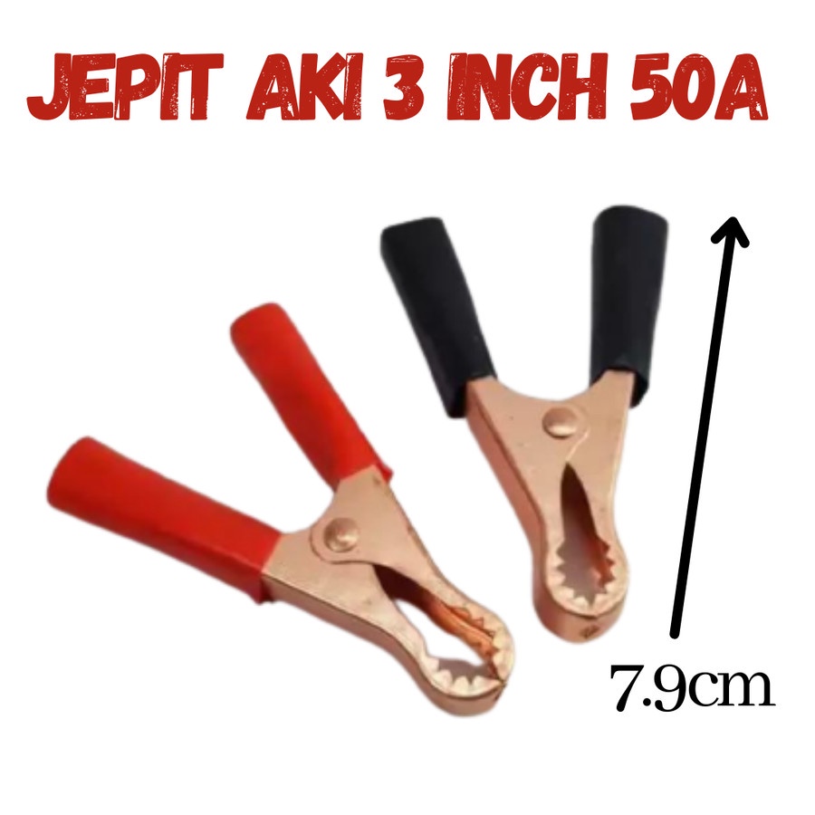 JEPIT AKI 3 INCH 50A BAHAN TEBAL PENJEPIT ACCU BUAYA MOTOR MOBIL