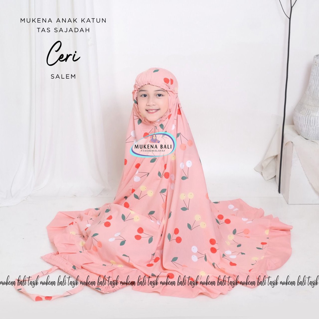 MUKENA BALI TASIK - MUKENA ANAK KATUN MOTIF CERI (TAS SAJADAH)