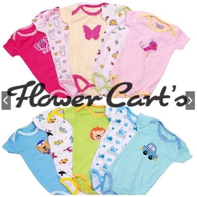 FLOWER Carts Bodysuit Jumper 5in1 Lengan Pendek Baju Bayi Baju Kodok Terusan Baby Jumper