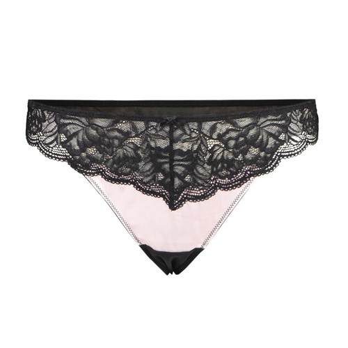 Thong Boohoo Satin and Lace Pink