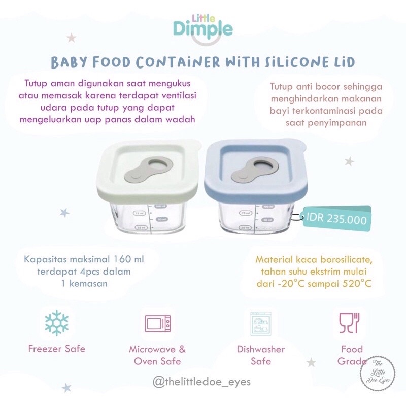 [READY] Little Dimple Baby Food Container 130ml / 160ml / 240ml