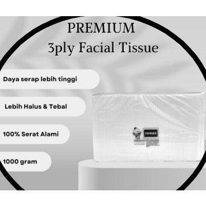 Tissue 1000 gram 3 ply/ Facial Tissue 1000 gr / Tissue Baby/Tissue muka/Tissue wajah/ Tissue kiloan, Super Lembut!!