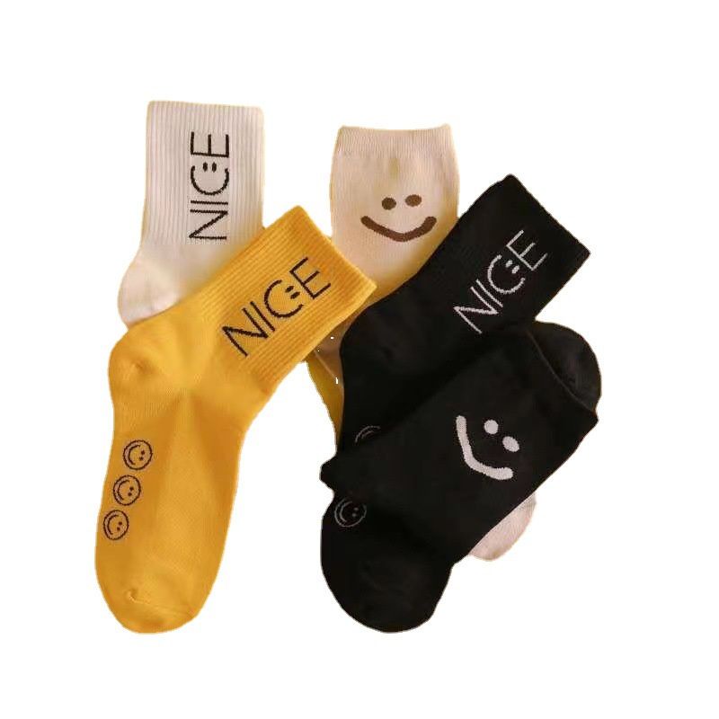 [COD] Kaos Kaki Panjang Motif Nice dan Smile Terbaru Bahan Katun Import Ala Korea Premium