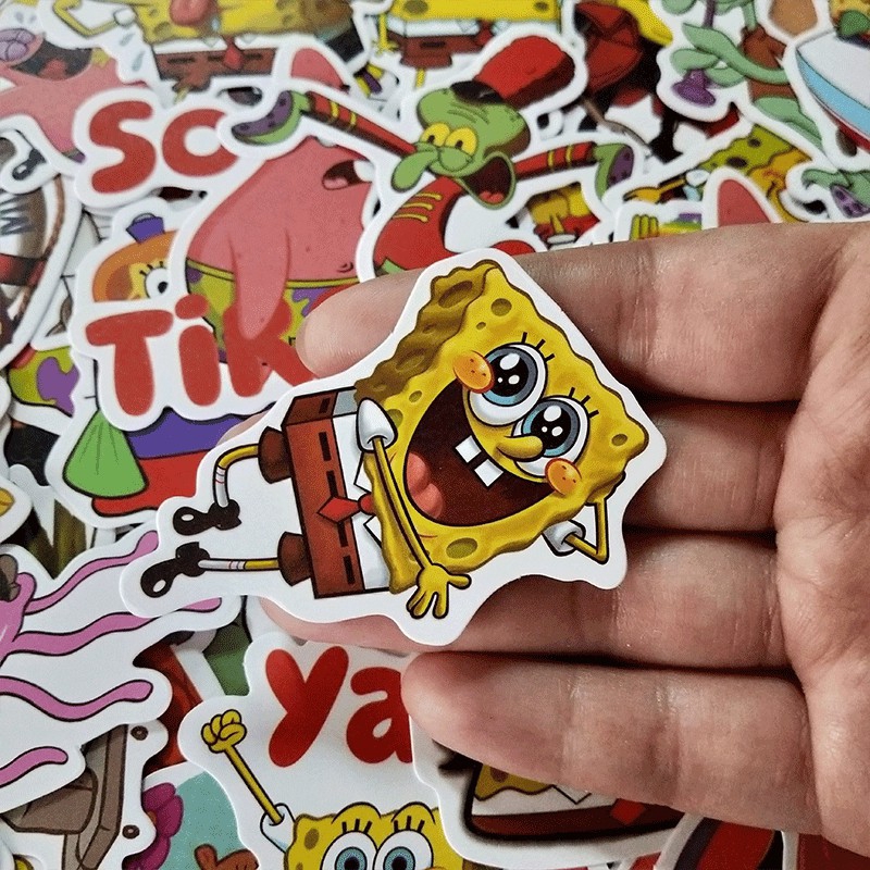 50 pieces of SpongeBob theme pattern children gift decoration scrapbook personalized luggage computer skateboard decoration stickers