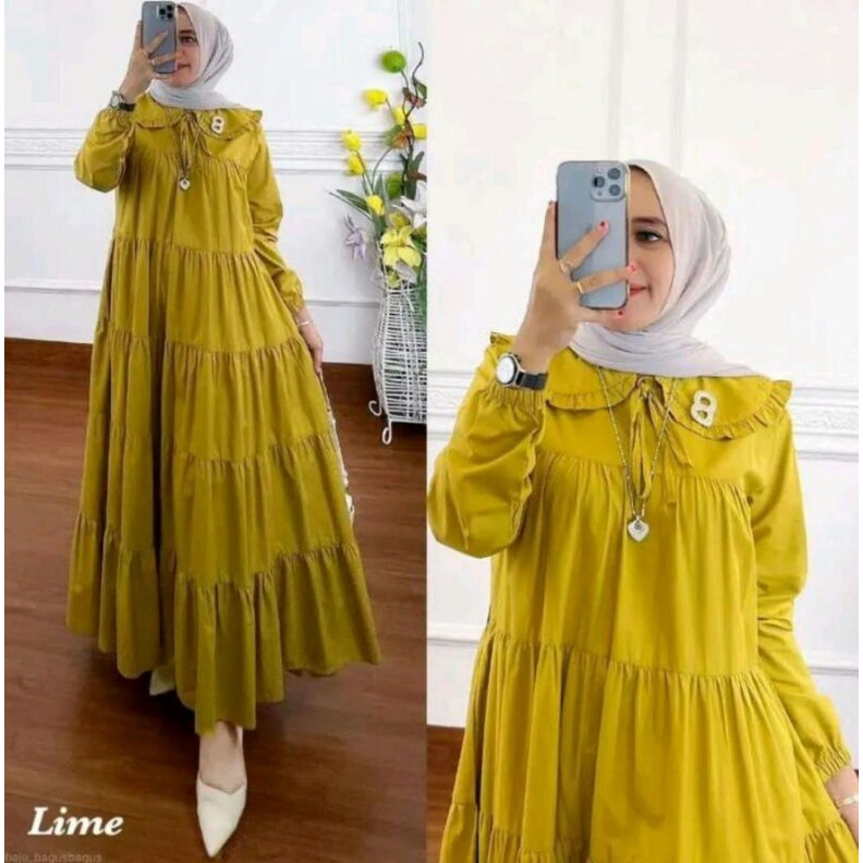 Gamis Rayon Kekinian I Midi Dress I Gamis Susun Polos