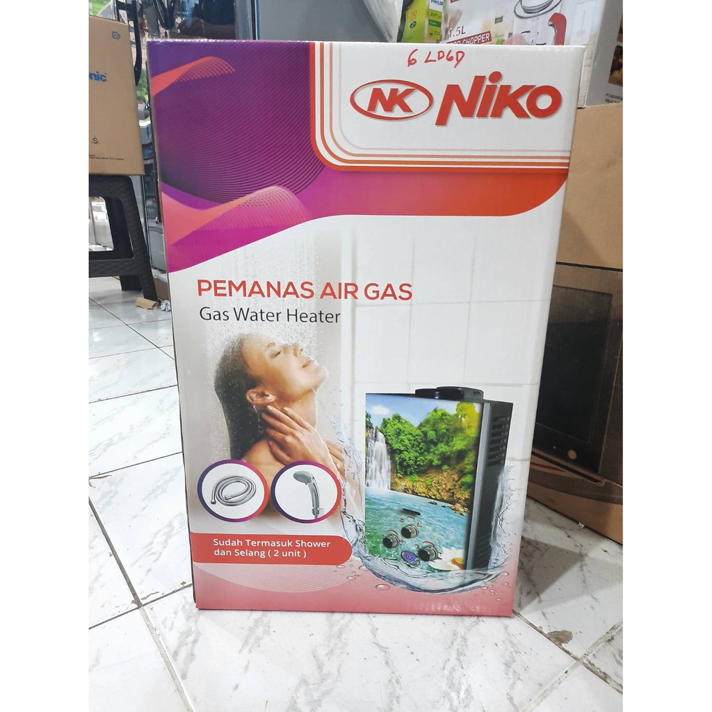 NIKO Gas Water Heater 6 Liter Tempered Glass NK 6LDGC Pemanas Air 6LDG