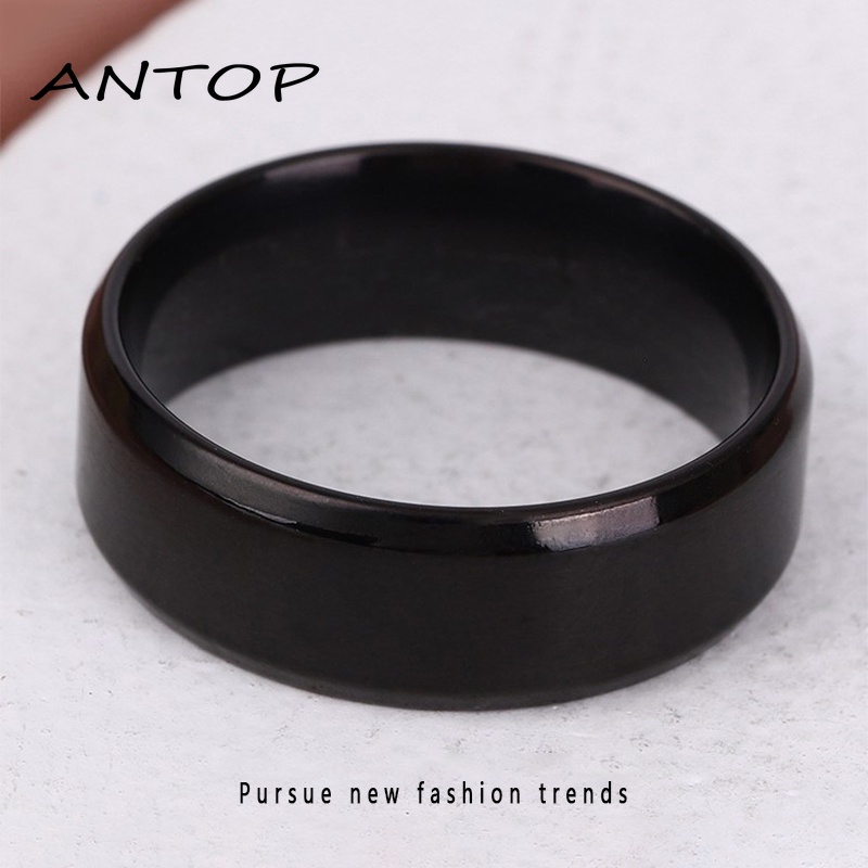 Cincin Matte Stainless Steel Punk Sederhana Untuk Hadiah Perhiasan Fashion Pria ANTOP