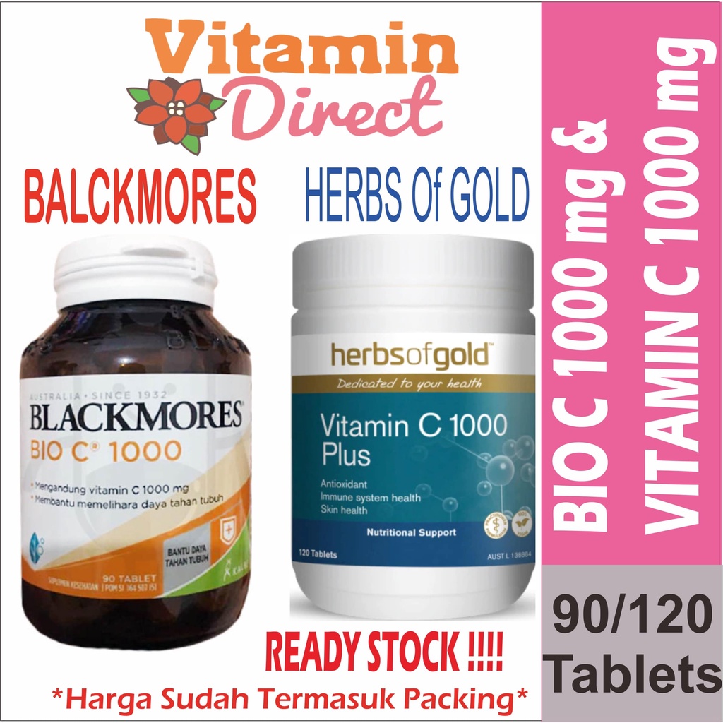 Kalbe Blackmores Bio C 1000 mg 90 tabs or Herbs of Gold Vitamin C Plus 1000 mg 120 Tablets ( Plus Zi