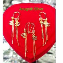 (COD)Anting rumbai anak/dewasa rose gold panjang italy Perak asli 925/Silver lapisan emas kuning murni!!!