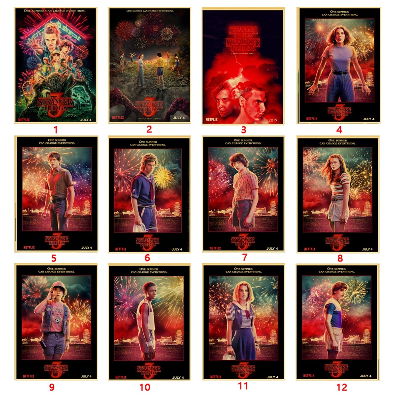 Poster Kertas Kraft Motif Print Film Stranger Things Season 3 2019 42x30cm Untuk Dekorasi Kamar Tidur