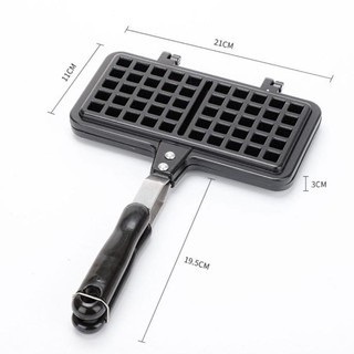 Double Waffle Pan Cetakan Kue Pancake Manual Belgium Waffle Maker