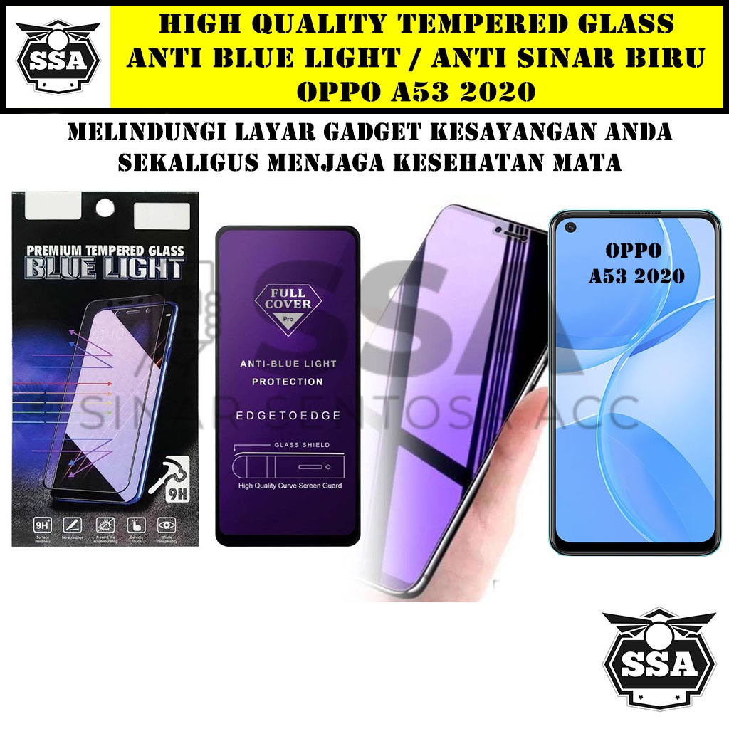 Tempered Glass Oppo A53 5G 2020 Anti Blue Light Anti Sinar Biru A 53 Ori Original Hp Pelindung Layar Temper Anti Lecet Gores TG Murah Berkualitas