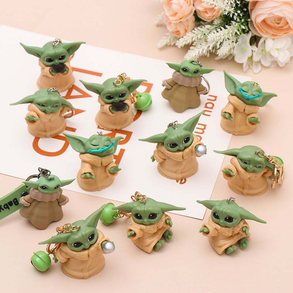 TOP Cute Baby Yoda Keychain Glue Pendant Anime Star Wars Accessories Doll Drops Cartoon Car Keyring Satchel Key Chain