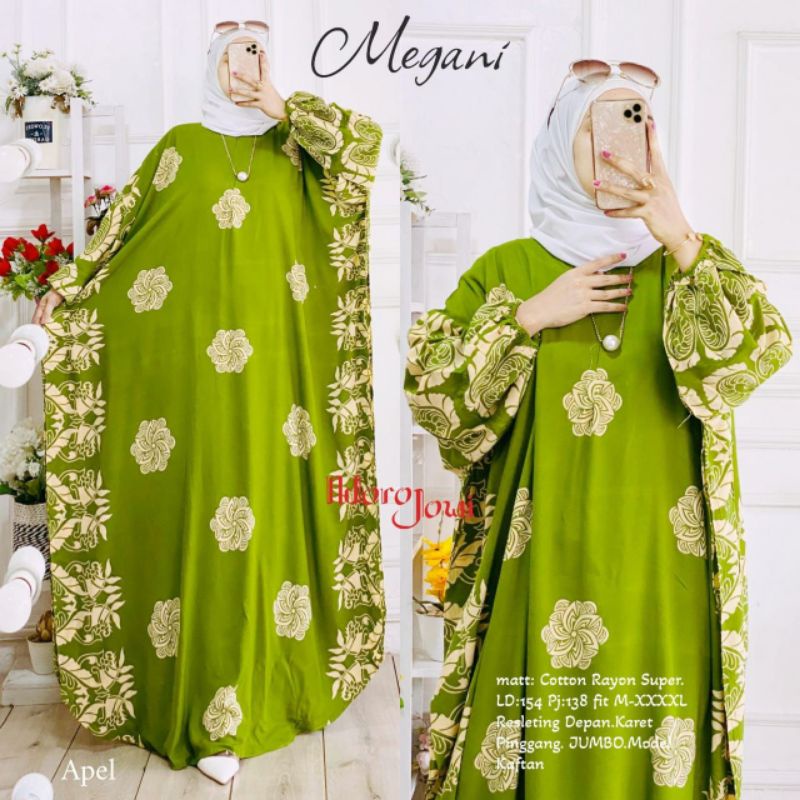 megani dress catton rayon super resleting depan karet pinggang jumbo model kaftan ndoro jowi
