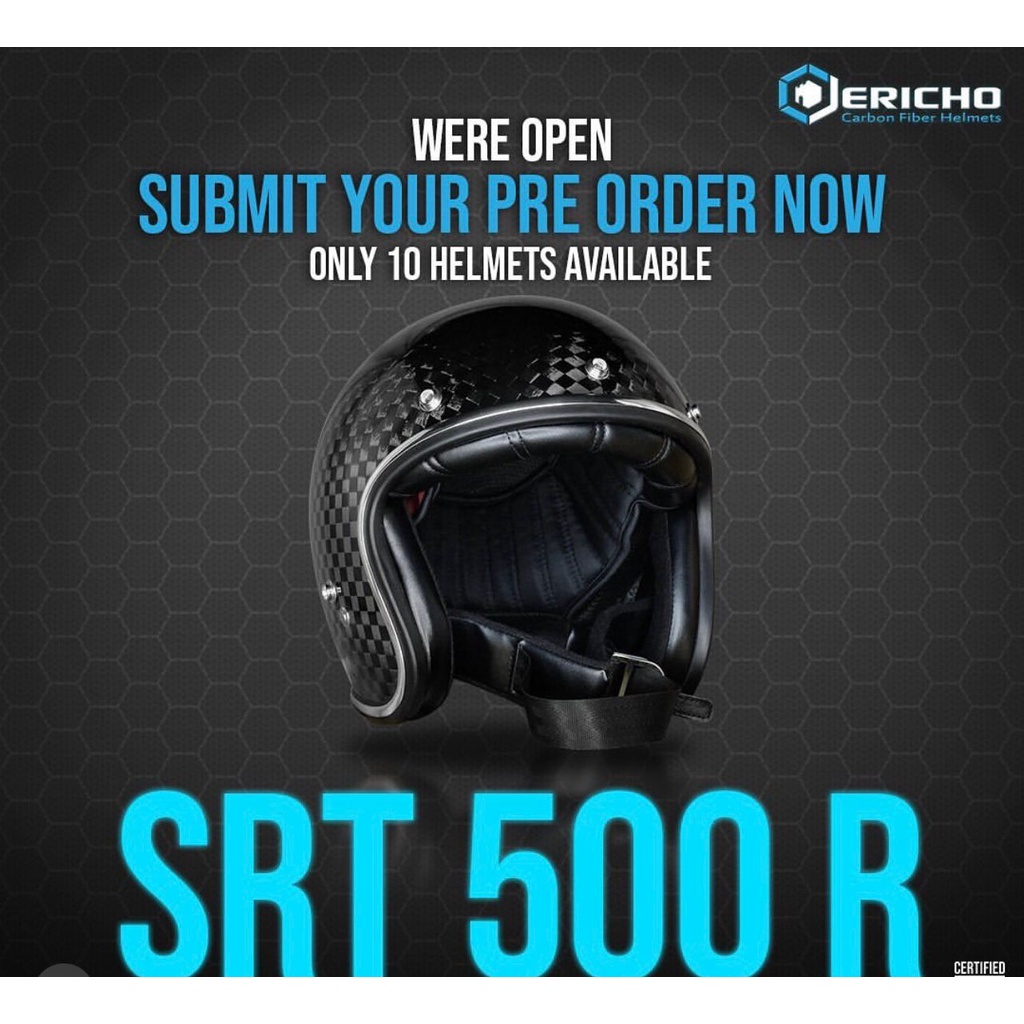JERICHO SRT 500 R Carbon Original Half Face helmet helm motorcycle