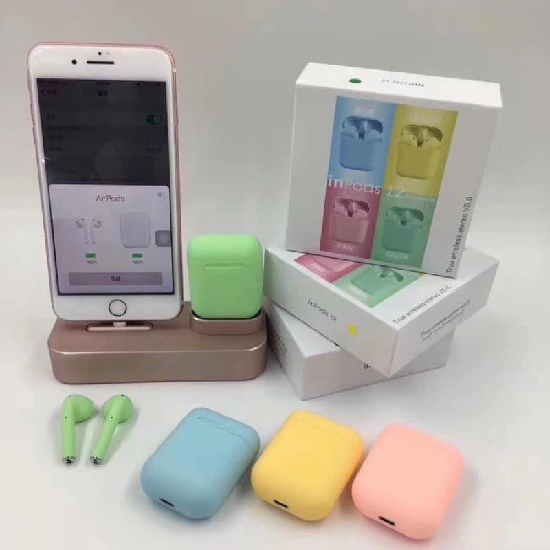 PROMO VIBOX BLUETOOTH INPODS i12 MAKARON SOFT AIR PODS i 12 COLOUR NEW