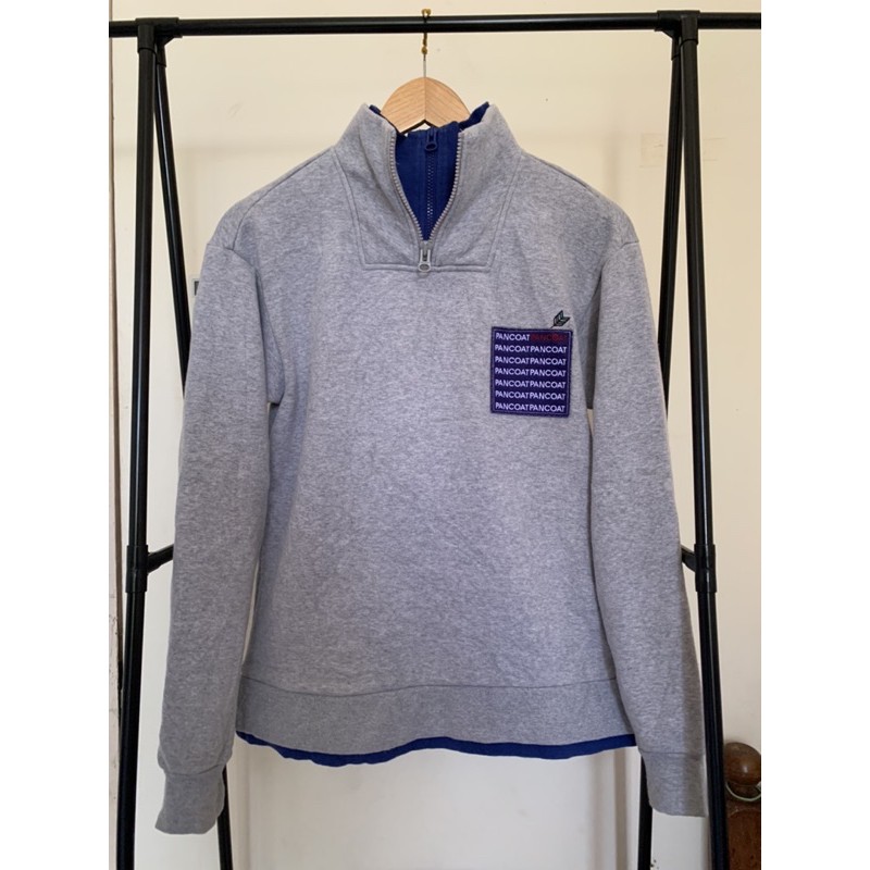 Pancoat Half Zip Pattern Grey Sherpa