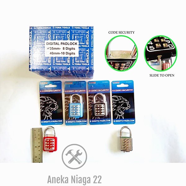 Aneka - Gembok Nomor Kombinasi 8 DIGIT TORA 35MM Gembok Kode Rahasia Lemari AN22